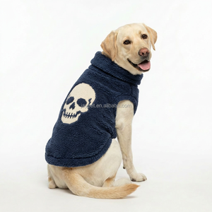 Gilet pour chien en tricot torsadé à col roulé, imprimé crâne moderne, collection Printemps-Été 2026, facile à porter, vente en gros, vêtements pour animaux <span class=keywords><strong>de</strong></span> compagnie pour chiots - Product Image 3