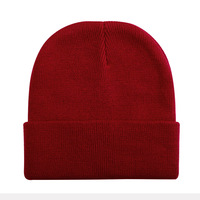 Bonnet en acrylique tricoté uni avec logo personnalisé, bord côtelé, broderie hiver, unisexe, chaud, extensible, style urbain Haluo