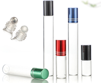 Flacons compte-gouttes cylindriques en verre pour huiles essentielles 5ml, surface transparente, vente en gros, emballés, portables, pour massage des yeux et parfum de voyage