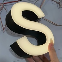 Enseigne lumineuse LED 3D à lettres en métal noir, éclairage frontal, lumière chaude douce, enseigne de marque pour boutique de vêtements, bureau, intérieur, logo mural