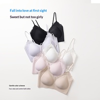 Soutien-gorge sans couture sans armatures, soutien-gorge bralette en dentelle française avec bande en silicone liquide, lingerie push-up pour femme, vente en gros