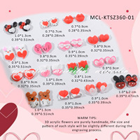 Assortiment de mini ornements en résine pour ongles, motifs Minnie Mouse, ours, cœur rouge, rose, lèvres, breloques pour ongles, accessoires DIY faits à la main pour ongles à presser