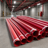 Tuyau en acier soudé rouge, peint et rainuré aux extrémités, pour système d'incendie, Sch 10, Sch 30, Sch 40, pour bâtiment