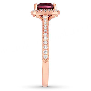 แหวนเงินแท้ 925 ประดับพลอยโกเมนทรงฮาโล ครึ่งวง แหวนหมั้น แหวนแต่งงาน ขายดี - Product Image 2