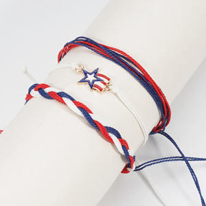 Wrap <b>Bracelets</b> Hemp <b>Rope</b> Red White Blue Star 4th Of July Party Unisex Casual Sporty Style - Product Image 4