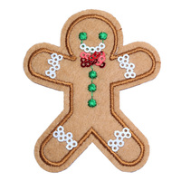 Patch brodé à sequins Bonhomme de pain d'épices de Noël, applique mignonne pour vêtements, sacs, vestes, décoration DIY