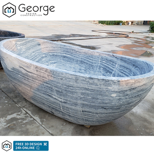 Europäischer Stil Moderne Einbau-Innenbadewanne aus Naturstein Geschnitzte Eckbadewanne aus Weißem Marmor mit Luftmassage - Product Image 6