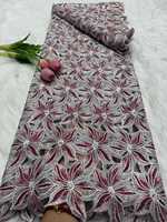 Tissu de luxe nigérian pour vêtements - Tissu en dentelle multicolore écologique brodé de fleurs, guipure tricotée, slub dobby pour filles