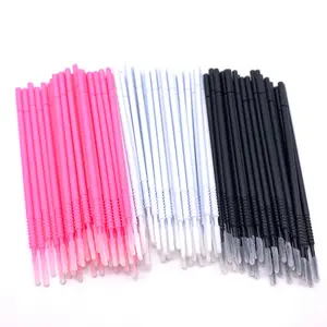 Disposable white long tip make up lip brush lash eyelash extension brushes mascara micro blush applicator for nails