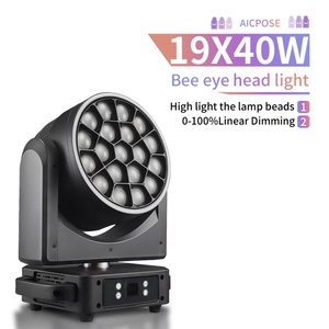 AICPOSE - La Mejor Lámpara de Cabeza Móvil LED RGBW 4 en 1 de 19 x 40 W con Efecto Ojos de Abeja para Discotecas, Bares y Escenarios, Luz DMX - Product Image 1