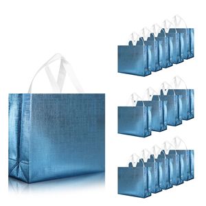 Non Woven Custom Logo Coated Gift Bags 32x28x10 Cm with White Handles for Wedding Party Promotions Eco Friendly Reusable - Product Image 1