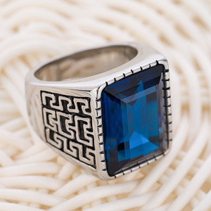 Anillo Geométrico para Hombre de 7MM con Bisel de Piedra Roja, Joyería de Moda, Regalo - Product Image 4