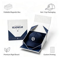Boîte cadeau rigide magnétique pliable avec logo personnalisé, petit MOQ, service de conception gratuit, emballage pliable pour casquette de baseball