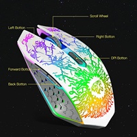 Mouse Gaming Nirkabel Dual Mode Mini 3D Ball Tracking Murah Grosir 2.4Ghz 7-RGB Backlit Profesional Optik