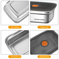Boîte à lunch en acier inoxydable 201 de qualité alimentaire sans BPA, récipient de stockage alimentaire, boîte de conservation des aliments, boîte carrée
