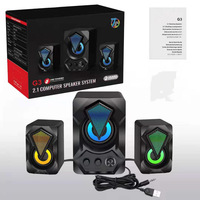Boîte à son pour PC, caisson de basses, haut-parleur de bureau, haut-parleur LED RGB, haut-parleur coloré pour jeux, haut-parleurs d'ordinateur