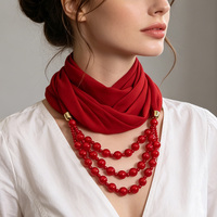 Écharpe-collier 3 couches de perles 2-en-1 en polyester, pièce maîtresse pour femme pour les soirées