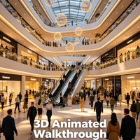 UE5 : Conception de plans d'étages intérieurs de centres commerciaux en vidéo animée 3D en temps réel et service de visio-tour 3D complet des étages
