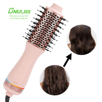Mini brosse sèche-cheveux 2-en-1 en titane, ionique, à baril ovale, pour un lissage et un volume impeccables