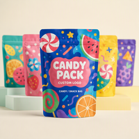 Sachets Mylar personnalisés avec logo imprimé en couleur, en plastique, à fermeture éclair mate, en aluminium, pour aliments, bonbons, snacks, 1g, 2g, 3.5g