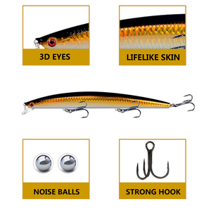 Leurre de pêche artificiel dur importé <span class=keywords><strong>Minnow</strong></span> 13cm/11.6g, leurre de suspension - Product Image 4