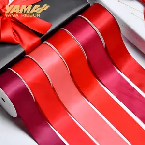 Яма лента 38 мм ширина полиэфирная красная двойная атласная лента рулон для подарочной упаковки