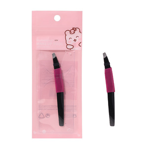 LMLTOP Stainless Steel Slanted Eyebrow Tweezers Rose Red And Black <b>Single</b> Pack For General Population - Product Image 5