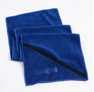Microfiber Yoga Handdoek Absorberende Rits Zak Geborduurd Logo Oefening Gym Sporthanddoek