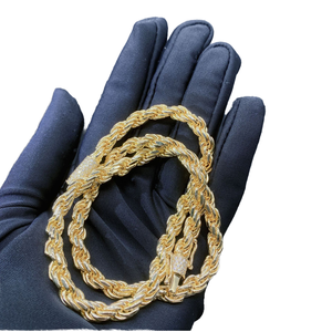 Venta al por mayor S925 Silver Iced Miami Rope VVS D Color Moissanite Chapado en oro Cadena de eslabones cubanos Gargantilla para hombres Collar estilo Hip Hop - Product Image 1