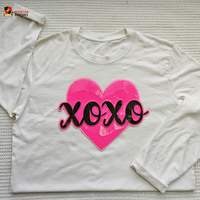 Patchs Cœur Personnalisés Thermocollants Saint-Valentin Rose XOXO Broderie Pailletée Grande Taille pour Vêtements T-shirts Sweats à Capuche Vestes Chapeaux Denim
