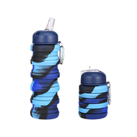 Bouteille d'eau pliable en silicone de qualité alimentaire 500 ml, personnalisable OEM ODM, pour la vente en gros, bouteille de voyage pliable