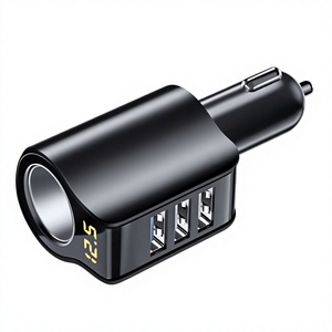 Chargeur de voiture à charge rapide, prise allume-cigare, extension avec 3 ports USB, affichage LED, chargeur universel pour voiture - Product Image 1