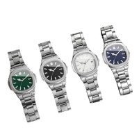 Nouveautés : Montre à quartz pour homme d'affaires, style sport tendance, aiguilles lumineuses, bracelet en alliage, non-mécanique, phase de lune, personnalisable