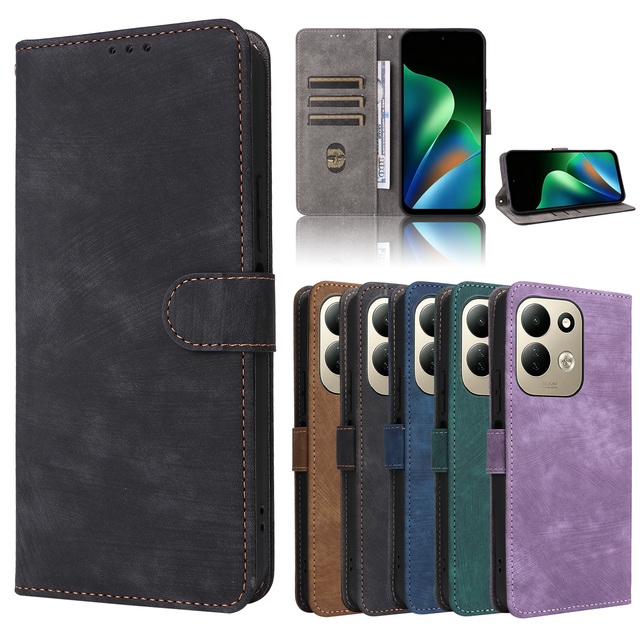 RFID Protection Flip Leather case Retro Wallet Card Slot Cover for Redmi 17 4G/5G/17C 5G/Poco C95 Pro Phone Stand Case