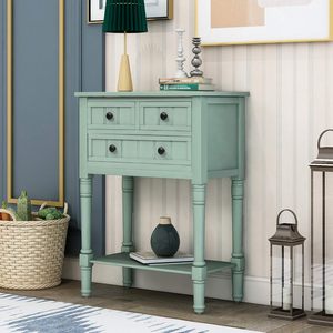 Table de rangement moderne pour canapé avec tiroirs et organisateur de table <span class=keywords><strong>console</strong></span> en bois avec étagère ouverte pour le salon, l'entrée ou le couloir - Product Image 3