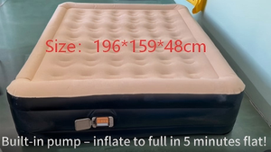 Materasso Gonfiabile Floccato Queen Size a Montaggio Rapido con <span class=keywords><strong>Pompa</strong></span> Interna, Letto Pieghevole Portatile per Ospiti e Campeggio - Product Image 2