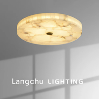 Plafonnier moderne de luxe en albâtre, luminaire rond en pierre pour chambre, bureau, hall d'entrée, salon, personnalisable en cuivre