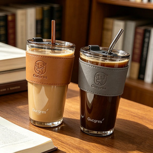 Guogres Glass Cup With Lid And Straw Large Capacity For Coffee On The Go - Product Image 2