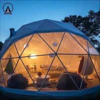 Tenda Glamping Kubah Pesta Geodesi Mewah 23.0ft dengan Aksesori Opsional