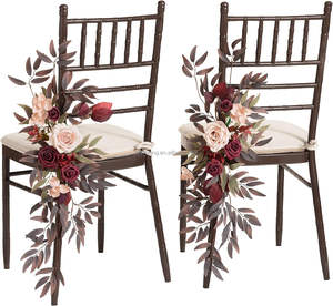 <strong>Top</strong> Selling <strong>Cheesecloth</strong> New Burgundy &amp; Dusty Rose Chair Sash Event Wedding Chair Decoration Outdoor Chair Sash - Product Image 1