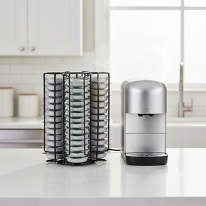 <span class=keywords><strong>Support</strong></span> rotatif pour dosettes de café <span class=keywords><strong>Tassimo</strong></span>, 52 emplacements - Organisateur en fer chromé pour la maison et la salle de pause-café - Product Image 1