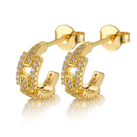 Pendientes de Moda con Circonitas, Diseño de Cadena Brillante, Encantadores, Unisex, Chapados en Oro de 18K, Joyería de Latón, Regalo