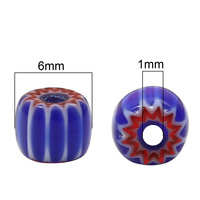 Perles en verre de 6-8 mm, motif mille fleurs, style Népal, en forme de citrouille, faites à la main, pour bracelet DIY, perles baril rayées, perles en vrac pour collier, bijoux