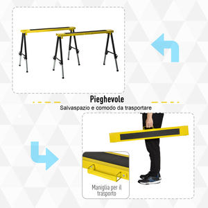 DURHAND Lot de 2 supports de travail pliants et portables avec plan de travail antidérapant jaune et noir, pour le bricolage - Product Image 5