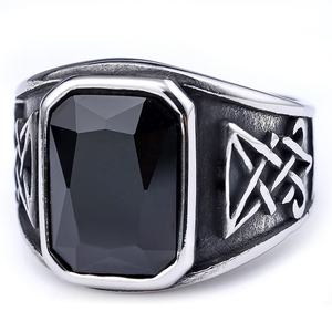 Anillos Vintage de Lucifer Morningstar, Acero Inoxidable, Estilo Punk Satánico, Piedra Lunar, Ágata Negra, Sello, Anillos de Sello para Hombre y Mujer - Product Image 3