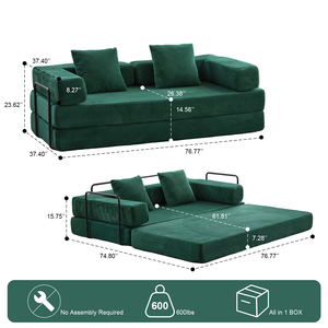 Foldable Modular <b>Floor</b> <b>Sofa</b> Bed, Free Combination Convertible Fleece Fabric Leisure Couch for Living Room Bedroom Apartment - Product Image 3