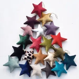 Multi Colors Personalized Customized Velvet Christmas Ornament Polyester Fill Material Hanging Star Ornament