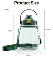 Bouteille d'eau en plastique pour enfants de 1200 ml avec paille, bouteille d'eau pour enfants d'école