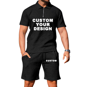 Completo Estivo da Uomo con <span class=keywords><strong>Polo</strong></span> a Maniche Corte, Colletto, Jacquard, Casual, Logo Personalizzabile, Set Due Pezzi con Pantaloni Jogger - Product Image 4