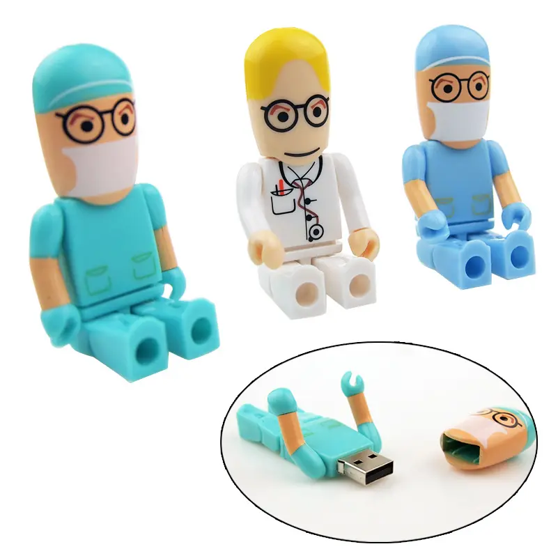 Pen drive usb de plástico em forma de enfermeira, personagem de desenho animado abs, memória, pendrive 32gb
